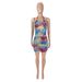 Women's Sexy Strapless Mini Dress Set Print Pattern Hollow Out Waist Design_ecoleips.com