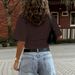 Summer Minimalist Women's T-Shirt Style Casual Streetwear Stretch Pleated Waist Cropped Ribbed Fabric Y2K_ecoleips.com