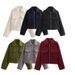 Women’s Cropped Faux Suede Jacket – Oversized Streetwear Coat With Stand Collar, Slim-Fit Stretch Polyester For Casual Layering_ecoleips.com