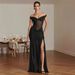 2026 European And American Cross-border Summer Foreign Trade One-shoulder Off-shoulder Dress, Slim-fit, Patchwork_ecoleips.com