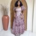 European And American Women's Clothing 2025 Summer New Fashion Square Neck Printed Puff Sleeve High Waist Dress_ecoleips.com