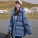 Women's Quilted Hooded Puffer Jacket – Korean-Inspired Slim Fit Winter Coat (S-XL, Black/White/Blue)_ecoleips.com