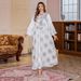 Embroidered Dubai Abaya Dress – Elegant Muslim Long Robe With Floral Stitching – Modest Arabian Gown For Women (Pink/White, M-XXL)_ecoleips.com