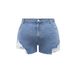 Plus Size Distressed Denim Shorts For Women - High Stretch Ripped Casual Hot Pants With Hollow-Out Design (Light Blue, 0XL-3XL)_ecoleips.com