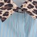 Women's Clothing Autumn New Fashion Print Leopard Stripes Contrast Color Stitching Interface Pocket Decoration Shirt Top_ecoleips.com