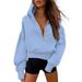 Women's Half-Zip Hooded Sweatshirt – Cropped Long-Sleeve Pullover With Kangaroo Pocket, 14 Colors (Black/White/Pink/Taupe/Navy), S-XXL_ecoleips.com