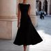 Women's Clothing Women's Sleeveless Summer Dress Style Draped Neck Slim Waist Mid-Length Evening Gown For Formal & Casual For Women_ecoleips.com