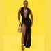 Women's Summer New Arrival Sexy Deep V Halter Dress Ruched Bodycon Side Slit Evening Party Holiday Dress_ecoleips.com