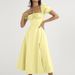 2026 New Spring Women's Clothing Cross-Border European And American French Style Puff Sleeve Solid Color High Slit Long_ecoleips.com