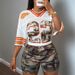 Women's Loose Casual V Neck Mesh Short Sleeved Printed Pullover T Shirt_ecoleips.com