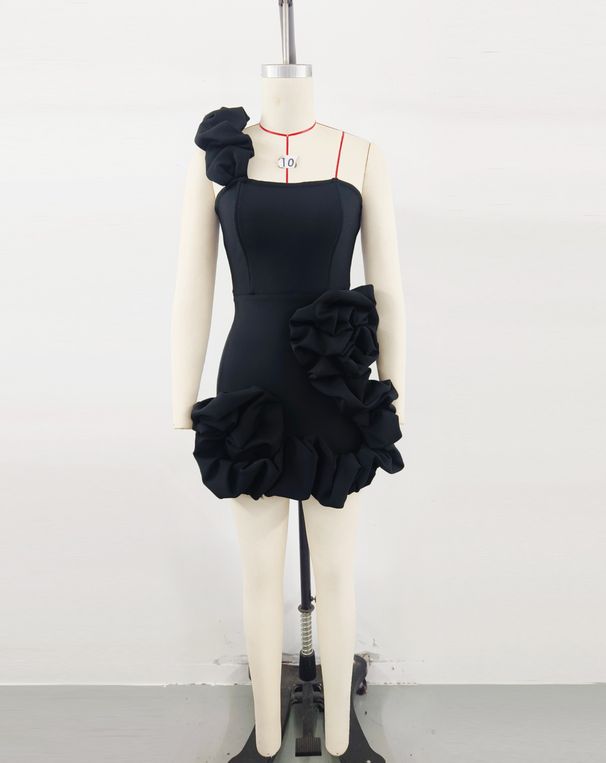 Women's Clothing Ruffled Flower Bud Puffy Dress Short Skirt Birthday Party Small Dress High End_ecoleips.com