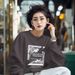 Women's Fleece Lined Thick Pure Cotton Crew Neck Sweatshirt Korean Style Loose Fit Casual Autumn Winter New Style Top_ecoleips.com
