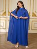 Modest Abaya Dress/Muslim Dress Women Elegant Embellished Abaya Dress With Floral Lace Trim & Long Sleeves – Islamic Prayer Gown In Sapphire Blue_ecoleips.com