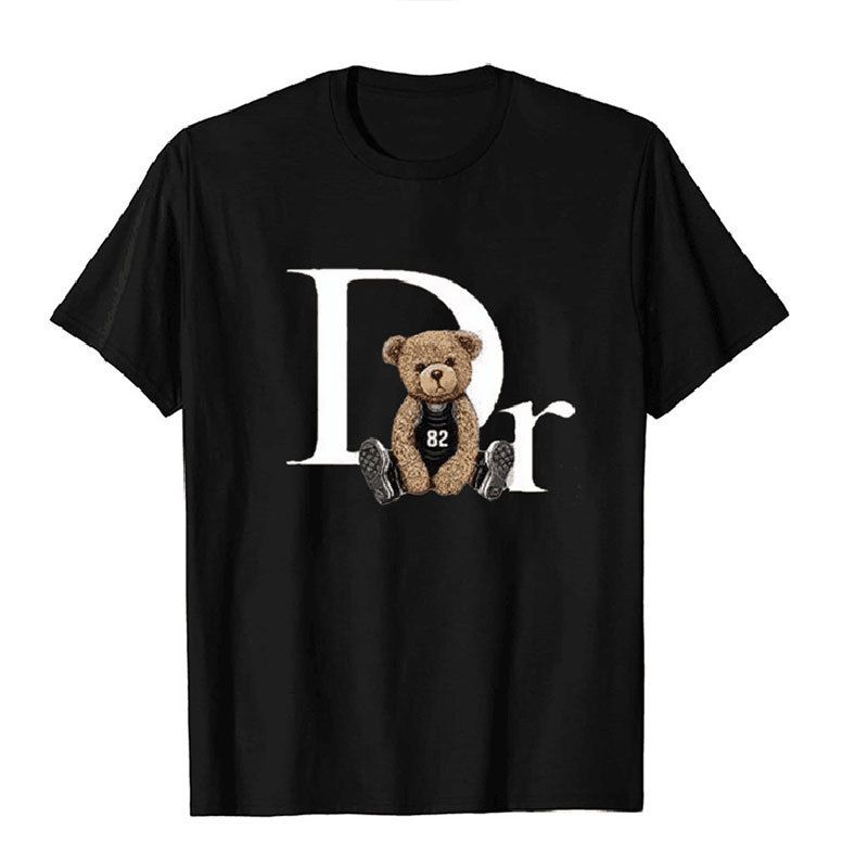 Women's Versatile Bear Print T-Shirt Casual Polyester Summer Top For All Seasons_ecoleips.com