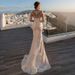 "Elegant Champagne Wedding Dress With Train - Slim Fit Bridal Gown, US2-26W/EU32-56, All-in-One & Trailing Style"_ecoleips.com