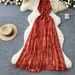 Women's French Retro Style Tie Dye Halter Neck Dress Summer Sleeveless Waist Cinching Design Sophisticated Full Skirt_ecoleips.com