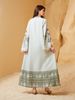 Middle Eastern Cross-Border Muslim Women's Long Robe, V-Neck Printed Fringe Abaya, Elegant Arabic Dress, Stylish Islamic Fashion_ecoleips.com