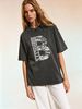 Women's Round Neck T-shirt, Retro Pattern, Loose Casual Street Style Short-sleeved Top._ecoleips.com