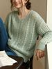 Loose V Neck Knit Pullover, Soft Skin-friendly Top_ecoleips.com