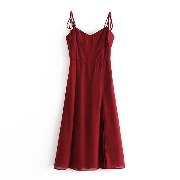 European American Foreign Trade French Retro Girlish Style Vacation Dress With Waist-cinching, Slimming, Tie-dye, Side_ecoleips.com