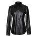 Stylish Faux Leather Shirt Jacket – Casual Long/Short Sleeve Blazer With Chest Pocket (S-XXL, Black/Red)_ecoleips.com
