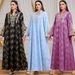 Women's Clothing Women's Floral Embroidery Long Sleeve Dress Gold Foil Print Middle Eastern Arabian Style High Quality Heavy Duty Long Skirt_ecoleips.com