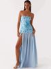 Mozision Off-shoulder Split Sexy Print Maxi Dress Women Gown Fashion Glitter Strapless Backless Pleated Club Party Long Dresses_ecoleips.com