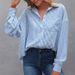 Spring Women's Pocket Loose Top, Striped Classic Long-Sleeved Work Shirt Top_ecoleips.com