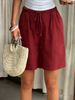 Casual Style Women's Shorts, Skin-friendly, Comfortable And Breathable, Solid Color Pattern, Loose Drawstring, Traveling Daily Commuting Party_ecoleips.com