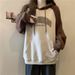 American-style Real-shot Color-blocking Raglan Long-sleeve Hooded Sweatshirt Women, Spring And Autumn Thin Loose-fit_ecoleips.com