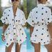 Women's Clothing Spring And Summer New Polka Dot Linen Print Shorts Suit INS Vacation Loose Two Piece Suit For Women_ecoleips.com