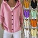Autumn Single Breasted Loose Women's Sweater Simple Fashion Solid Knitted Hooded Top Winter Long Sleeve Harajuku Jumper Cardigan_ecoleips.com