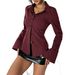 Classic Striped Button-Down Shirt – Slim Fit Polyester Blouse For Effortless Office Elegance_ecoleips.com