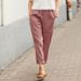 Suitable For All Seasons Spring And Autumn New Linen Loose Straight Leg Slimming Carrot Harem Plus Size Women's Nine-point Casual Pants_ecoleips.com