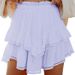 Aria Basics Aria Basics European And American Women's Elegant Ruffled Mini Skirt, Tennis Summer Shorts, Solid Color With Lace Trim_ecoleips.com