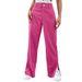 Voya 2026 European And American Women's Corduroy Straight-leg Pants With Slit At The Hem, Fashionable Trendy Women's Casual Pants_ecoleips.com