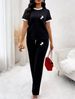 Women's Summer Outfit Short-Sleeve Printed Top And Pants Set Unique Graphic Design Casual Comfort S-XXL_ecoleips.com