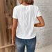 Women's Casual round Neck Top European American Style Summer New plus Size Loose Short Sleeved Hollow Jacquard_ecoleips.com