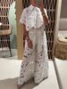 Fashion Casual Embroidered Lace Blouse High Waist Hollow Out Long Set Versatile Top Wide Leg Pants For Women_ecoleips.com