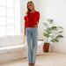 Voya Women's Ins Loose Casual Strap Vacation Top With Ruffled Edges And Short Sleeves_ecoleips.com