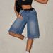 Women's Washed Straight Leg Denim Shorts - Loose Fit Wide Leg Mid-Length Casual Summer Shorts_ecoleips.com