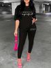 Women's Casual Loose And Fashionable PERFECTLY Letter Pattern Printed Loose T-shirt+cropped Pants Two-piece Set Summer Home Sportswear Daily Wear-473_ecoleips.com