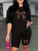 Summer Women's Casual And Fashionable Leopard Print Bow Print Loose T-shirt+shorts Two-piece Sportswear Suitable For Daily Wear-35_ecoleips.com