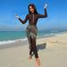 Women's Clothing Conservative Surfing Bikini Set 4-Piece Print Beachwear Women's Swimwear High-Waist Sexy Tight Nylon Fabric With Chest Pad_ecoleips.com
