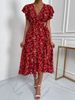 Women's Sexy Deep V Neck Tie Waist Slimming Floral Maxi Dress For Vacation_ecoleips.com