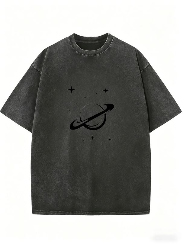Relaxed Oversized Summer T-Shirt, Washed Look Crew Neck Top For Comfortable Daily And Outdoor Wear_ecoleips.com