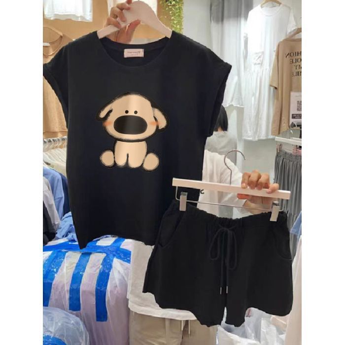 Women's Clothing Printed Casual Sports Suit Short Sleeved Shorts Fashion Two Piece Suit_ecoleips.com