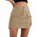 Women's Clothing Low Waist Workwear Skirt Pocket Pure Cotton Mini Comfortable Hip Lifting Casual Short Skirt_ecoleips.com