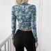 European And American Cross-border 2026 Spring-summer New Women's Transparent Blue Printed Long-sleeve Short Mesh_ecoleips.com