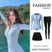 New Women's Long-Sleeved Diving Suit Swimsuit Quick Drying Slimming One Piece Suitable For Surfing Rafting Snorkeling Hot Springs Sunscreen_ecoleips.com